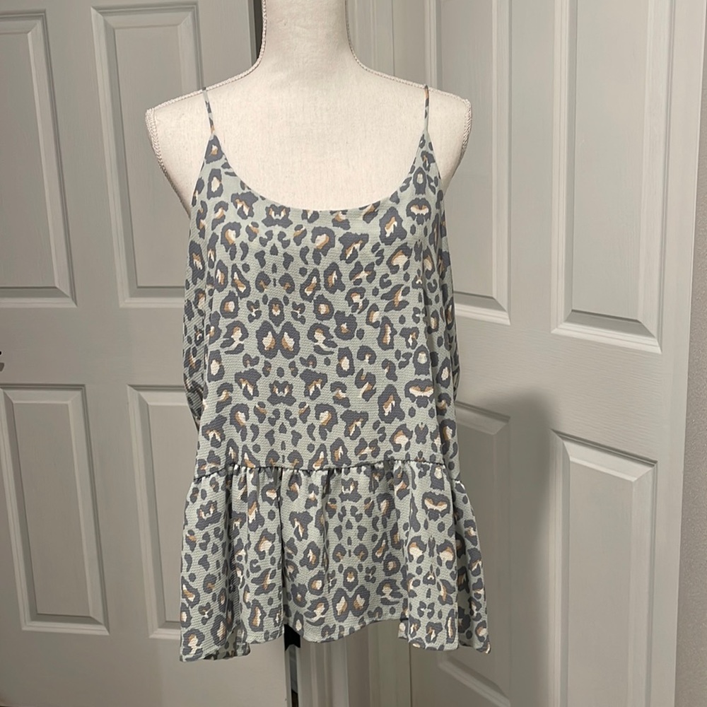 Leopard peplum tank
